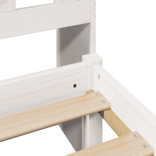 Легло с рафтове за книги, без матрак, бял, 90x190 см, бор масив