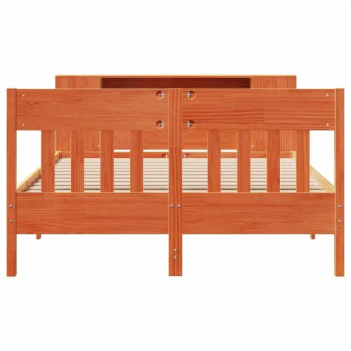 Легло с етажерка за книги, без матрак, 135x190 см, бор масив