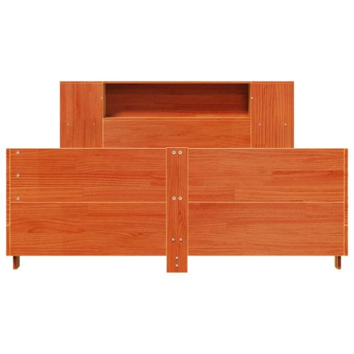 Рамка за легло без матрак, восъчнокафяво, 135x190 см, бор масив