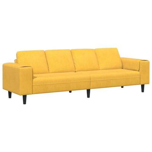 Текстилен диван с възглавница Светло жълто Кадифе