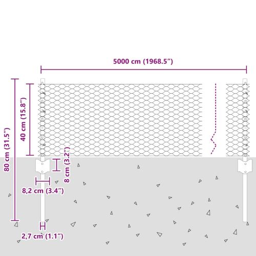 Ограда и колче Сребрист 0,4 x 50 м Стомана