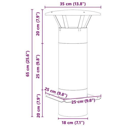 Разширение за комин Сребрист 35 x 35 x 65 см Неръждаема стомана