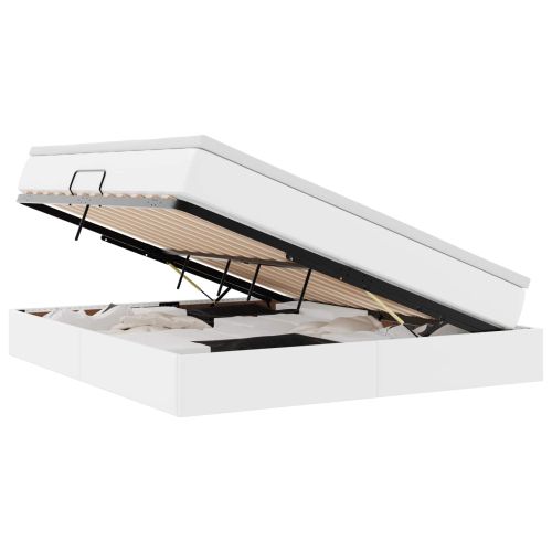 Легло с място за съхранение и матрак с матрак Бяло 180 x 200 cm