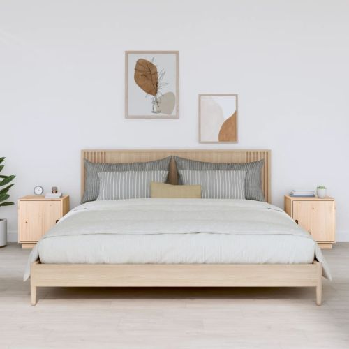 Нощни шкафчета, 2 бр, 40x34x45 см, борово дърво масив