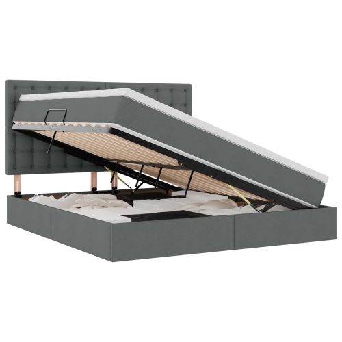 Легло с място за съхранение и LED Тъмен сив 180 x 200 cm
