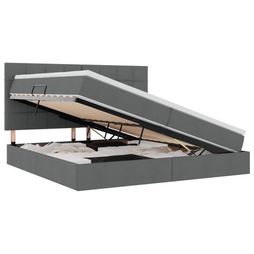 Легло с място за съхранение Тъмен сив 200 x 200 cm Изкуствена