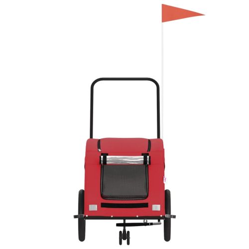 Ремарке за колело за любимци червен Оксфорд плат и желязо