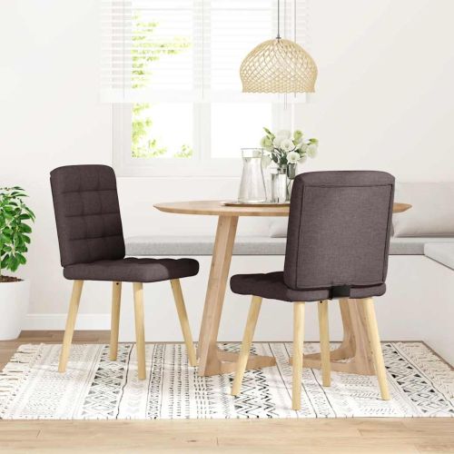 Трапезни столове, 2 бр, тъмнокафяви, текстил