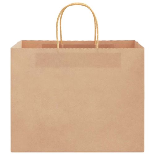 Хартиени торбички 250 бр с дръжки кафяви 32x22x24 см