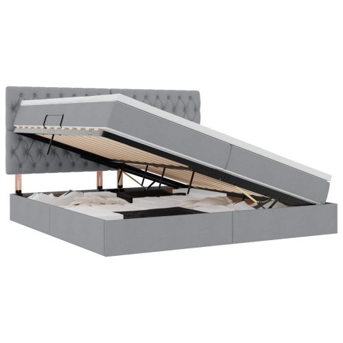 Легло с място за съхранение Светлосиво 200 x 200 cm Изкуствена