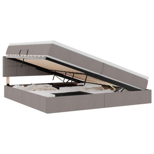 Легло с място за съхранение и LED Таупе 200 x 200 cm Полиестер