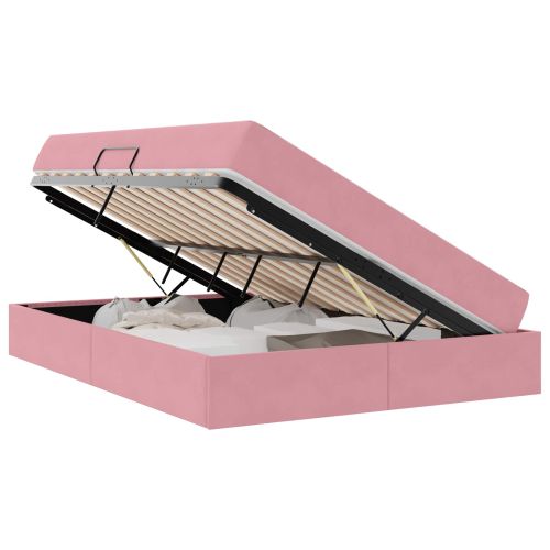 Легло с място за съхранение и матрак Розово 140 x 200 cm Кадифе