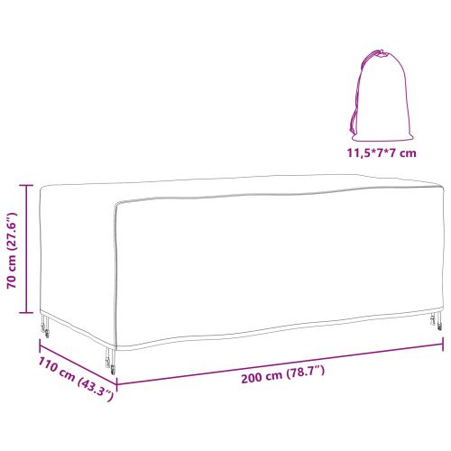 Покривало за градински мебели Черно 200 x 110 x 70 см 210D