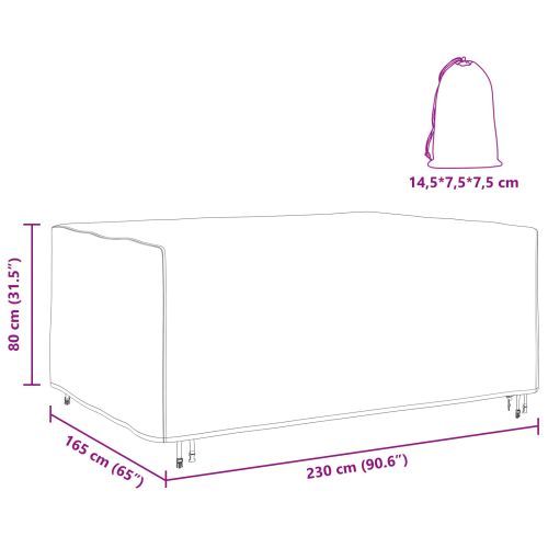 Покривало за градински мебели Черно 230 x 165 x 80 cm 600D