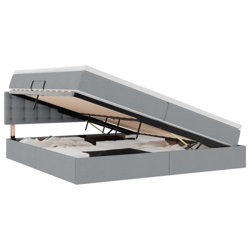 Легло с място за съхранение и LED Светлосиво 200 x 200 cm