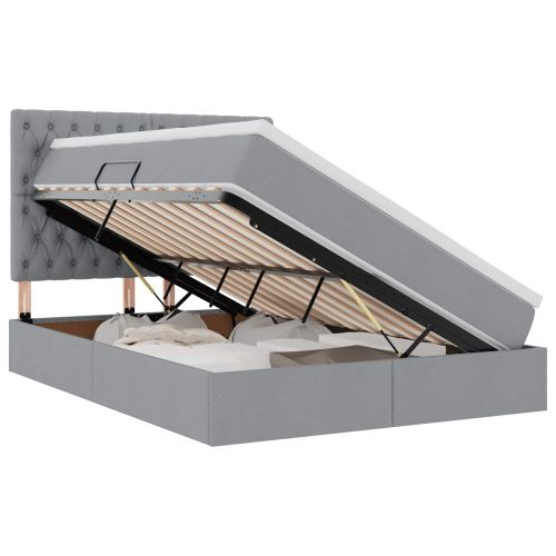 Легло с място за съхранение и LED Светлосиво 140 x 200 cm