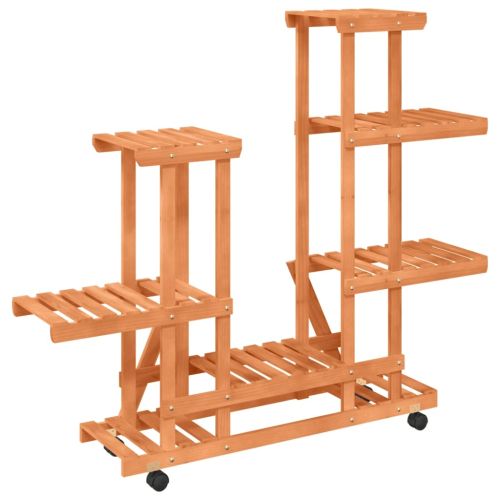 Поставка за цветя с колелца, 95x25x101 см, масивна ела