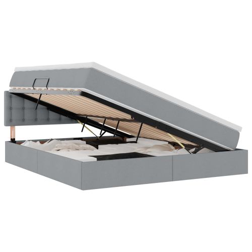 Легло с място за съхранение и LED Светлосиво 160 x 200 cm