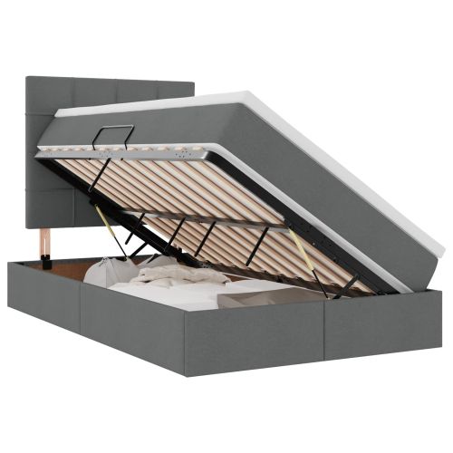 Легло с място за съхранение Тъмен сив 120 x 190 cm Изкуствена