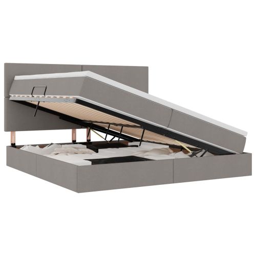 Легло с място за съхранение и LED Таупе 200 x 200 cm Полиестер
