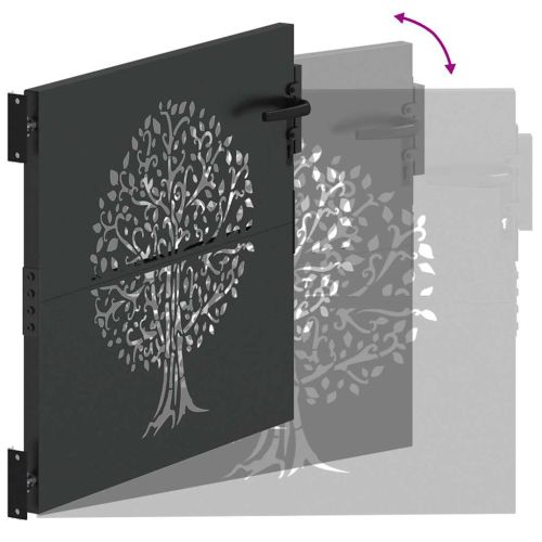 Градинска врата, Градинска врата 85x75 см с кортенова стомана, дизайн на дърво