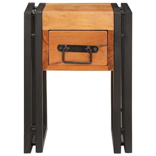 Странична маса 30 x 30 x 40 cm Солидно акациево дърво и метал