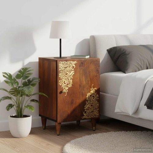 Шкаф за баня Меден кафяв 38 x 33 x 58 см Солидно мангово дърво