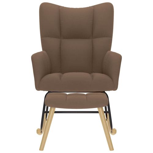 Люлеещ се стол с табуретка, кафяв, плат