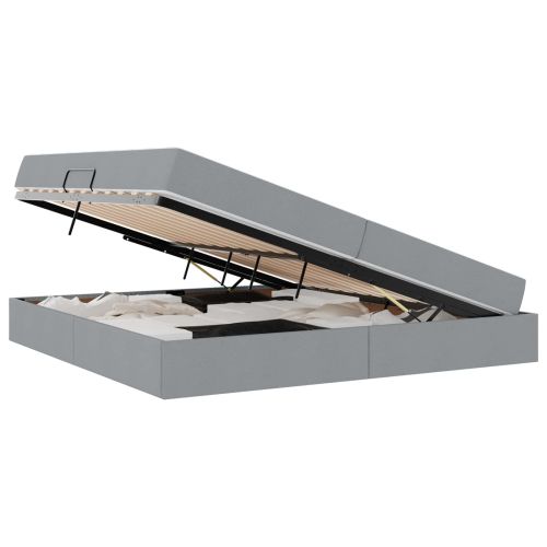 Легло с място за съхранение и матрак Светлосиво 200 x 200 cm