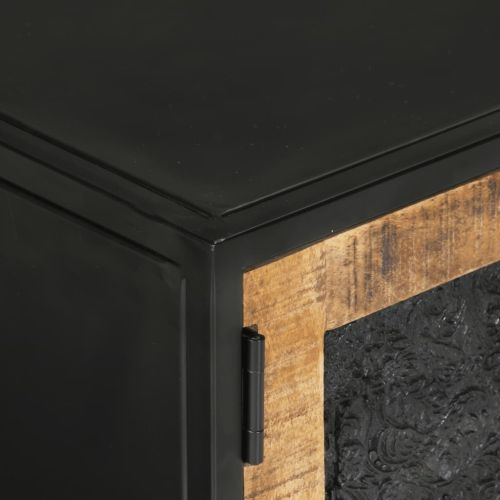 ТВ шкаф, 110x30x40 см, масивно мангово дърво и желязо