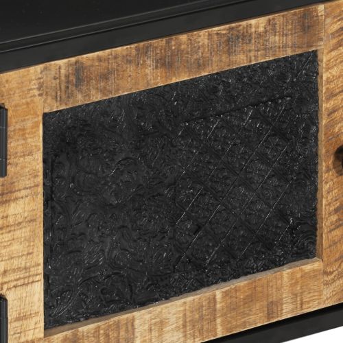 ТВ шкаф, 110x30x40 см, масивно мангово дърво и желязо