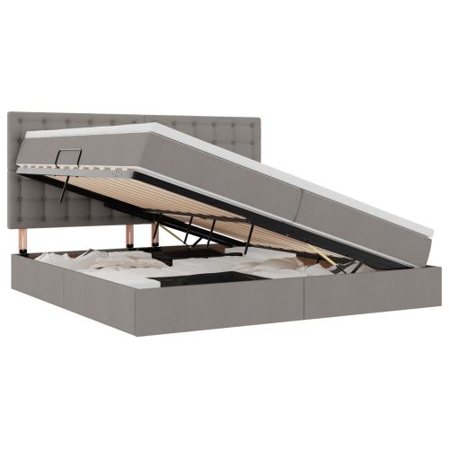 Легло с място за съхранение и LED Таупе 200 x 200 cm Полиестер