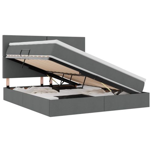 Легло с място за съхранение и LED Тъмен сив 180 x 200 cm