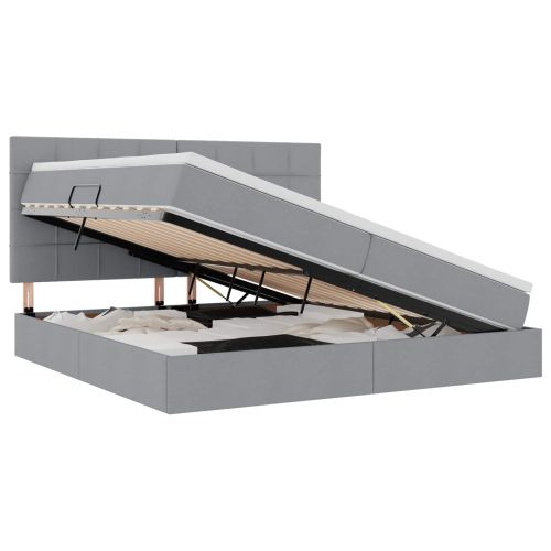 Легло с място за съхранение Светлосиво 200 x 200 cm Изкуствена