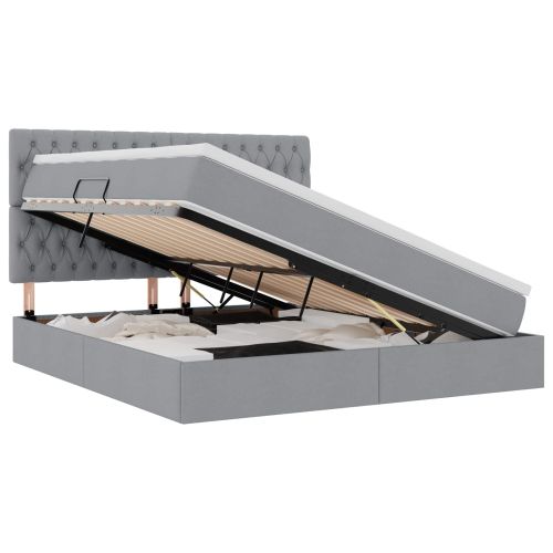 Легло с място за съхранение Светлосиво 160 x 200 cm Изкуствена