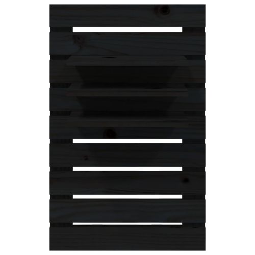 Нощни рафтове за стена, 2 бр, черни, борово дърво масив