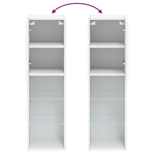 ТВ шкафове с LED осветление 2 бр бели 30,5x30x102 см