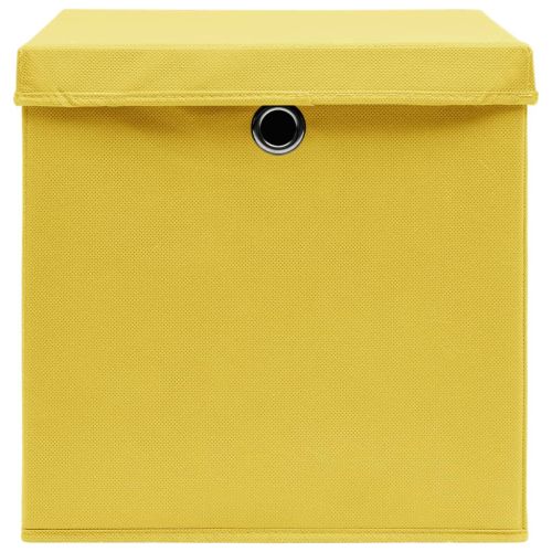 Кутии за съхранение с капаци 10 бр 28x28x28 см жълти