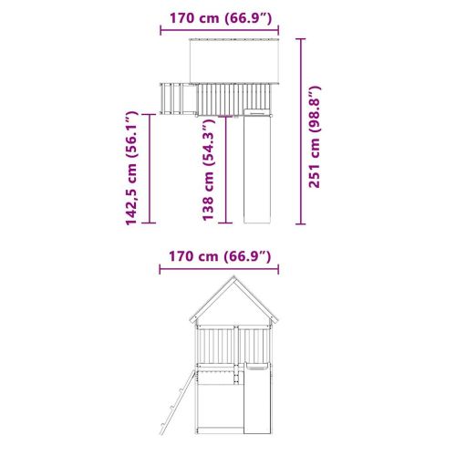 Комбинирано детско съоръжение, масивна дугласка дървесина