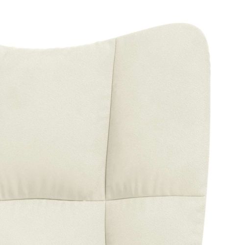 Стол за релакс с табуретка, кремавобял, кадифе