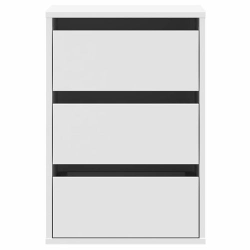 Ъглов скрин с чекмеджета, бял, 40x41x58 см, инженерно дърво