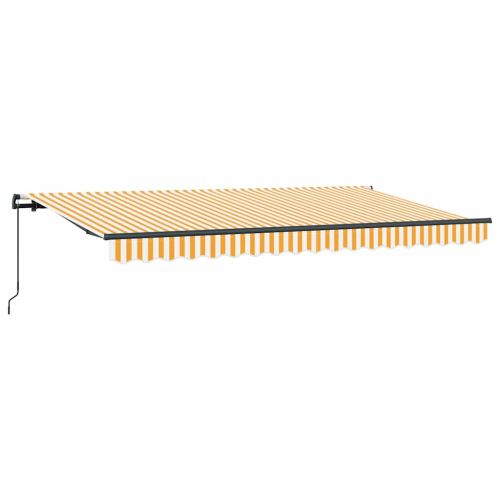 Сгъваем навес Жълт и бял 400 x 200 cm Полиестер и алуминий