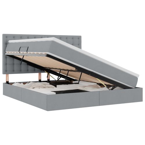 Легло с място за съхранение Светлосиво 160 x 200 cm Изкуствена