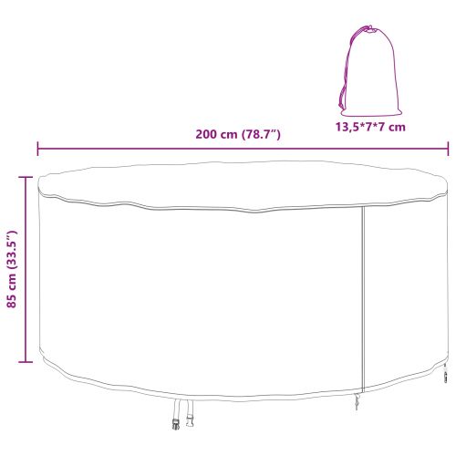 Покривало за градински мебели Черно 200 x 200 x 85 см 600D плат