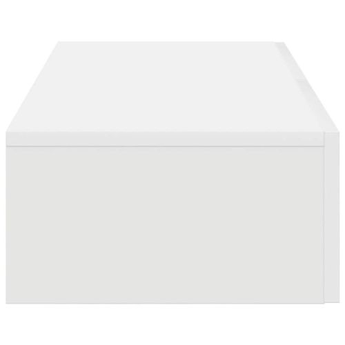 Стенен рафт с чекмеджета, бял, 80x33x17 см, инженерно дърво