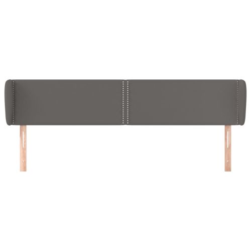 Горна табла с уши, сива, 163x23x78/88 см, изкуствена кожа