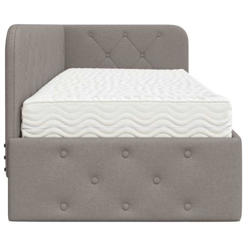 Ъглова рамка за легло с матрак Таупе 80 x 200 cm текстил