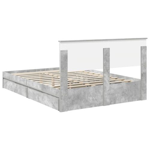 Легло с място за съхранение Циментено сиво 160 x 200 cm