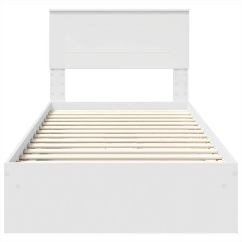 Легло с място за съхранение Бяло 75 x 190 cm Инженерно дърво