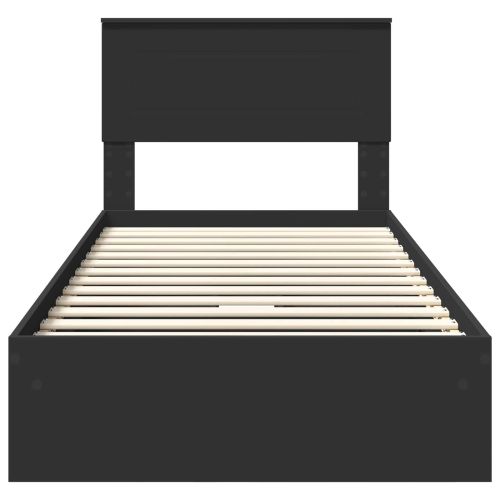 Легло с място за съхранение Черно 75 x 190 cm Инженерно дърво